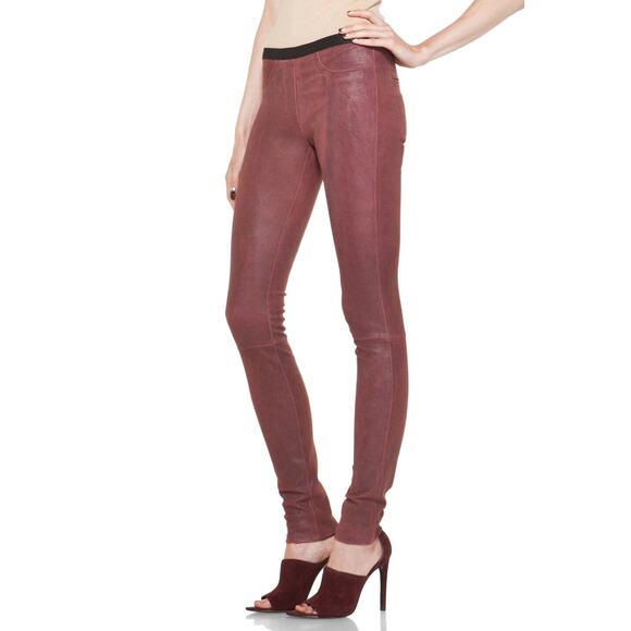Helmut Lang Patina Cheyenne Leather Legging - XS - Burgundy - Picture 6 of 8